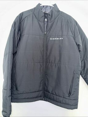 Oakley Men's Black Quilted Puffer Jacket with Logo
